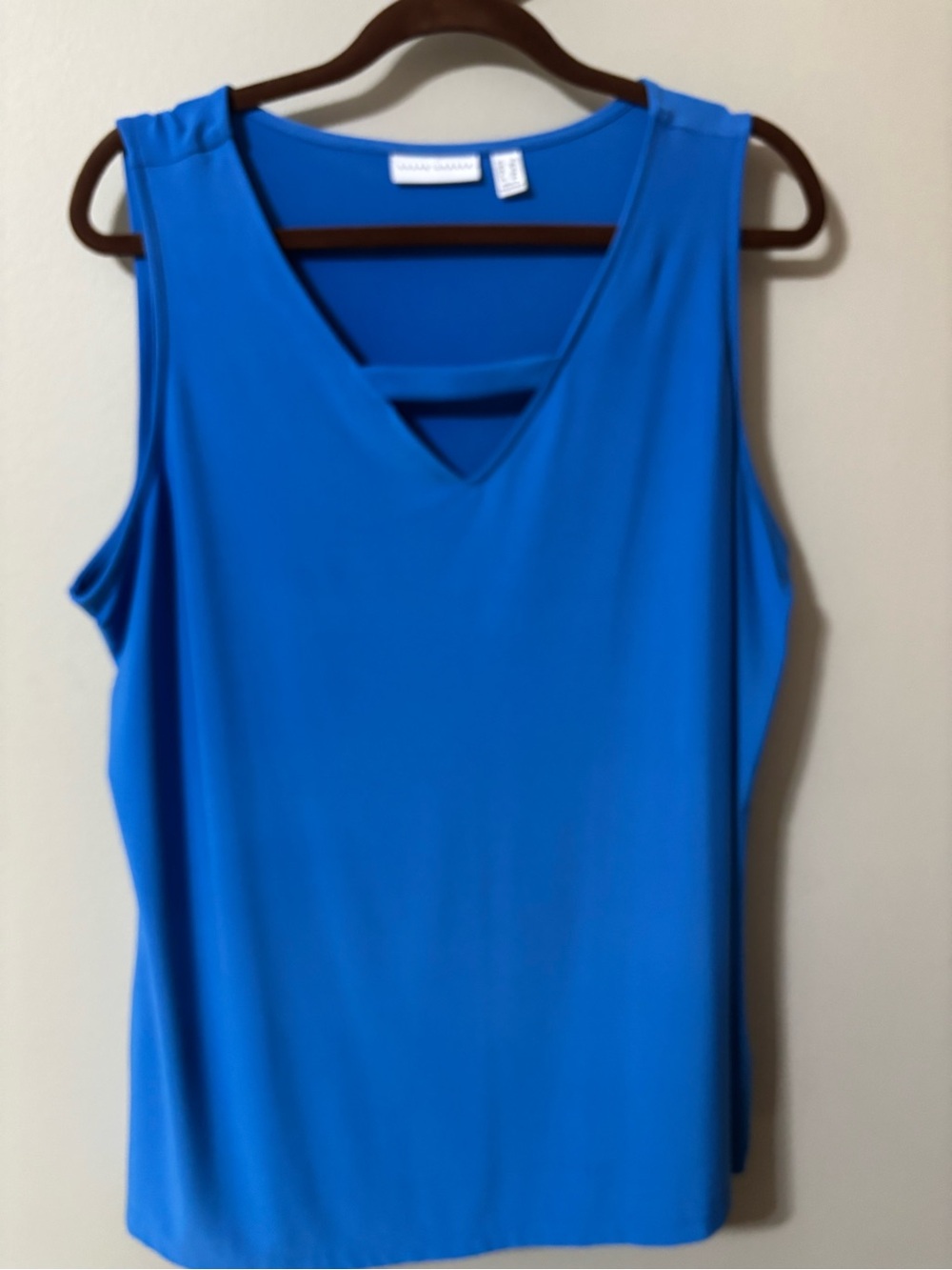 Susan Graver Royal Blue V-Neck Sleeveless Tank with Strap Accent